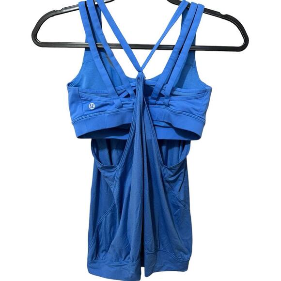Lululemon Nouveau Limits Tank Top And Sports Bra Strappy Back In Blue Size 6 - Picture 5 of 10